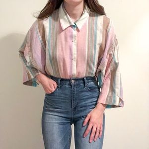 Vintage Lady Winn Stripe Button Down Shirt 90s A